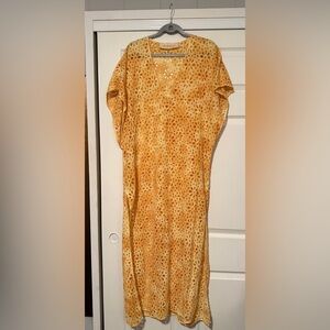 Jen's Pirate Booty Shine On‎ Kaftan Flower Power Yellow Orange Tie Dye Eyelet